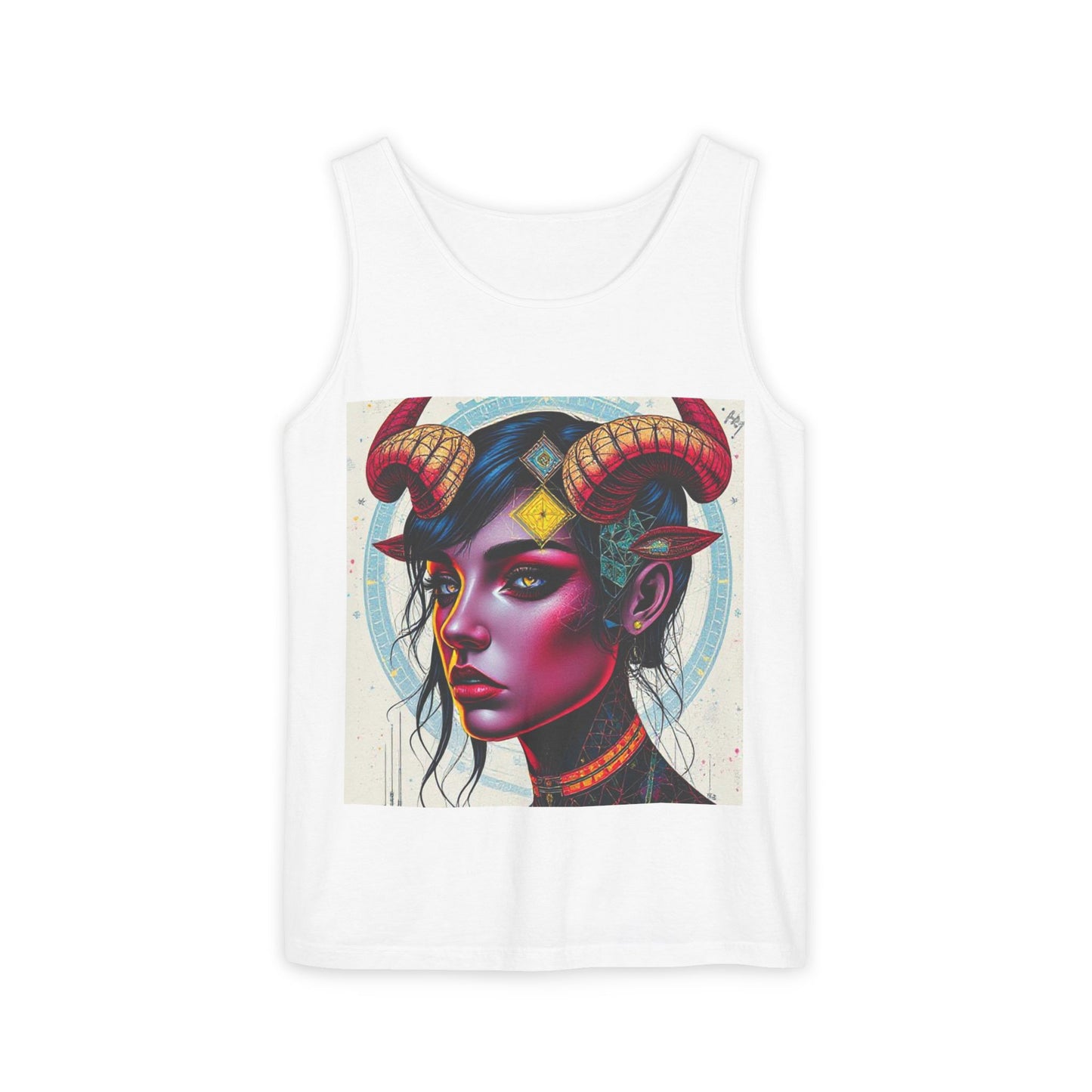 Unisex Garment-Dyed, Tank Top, Taurus Design, Pop Art v2, 100% US cotton