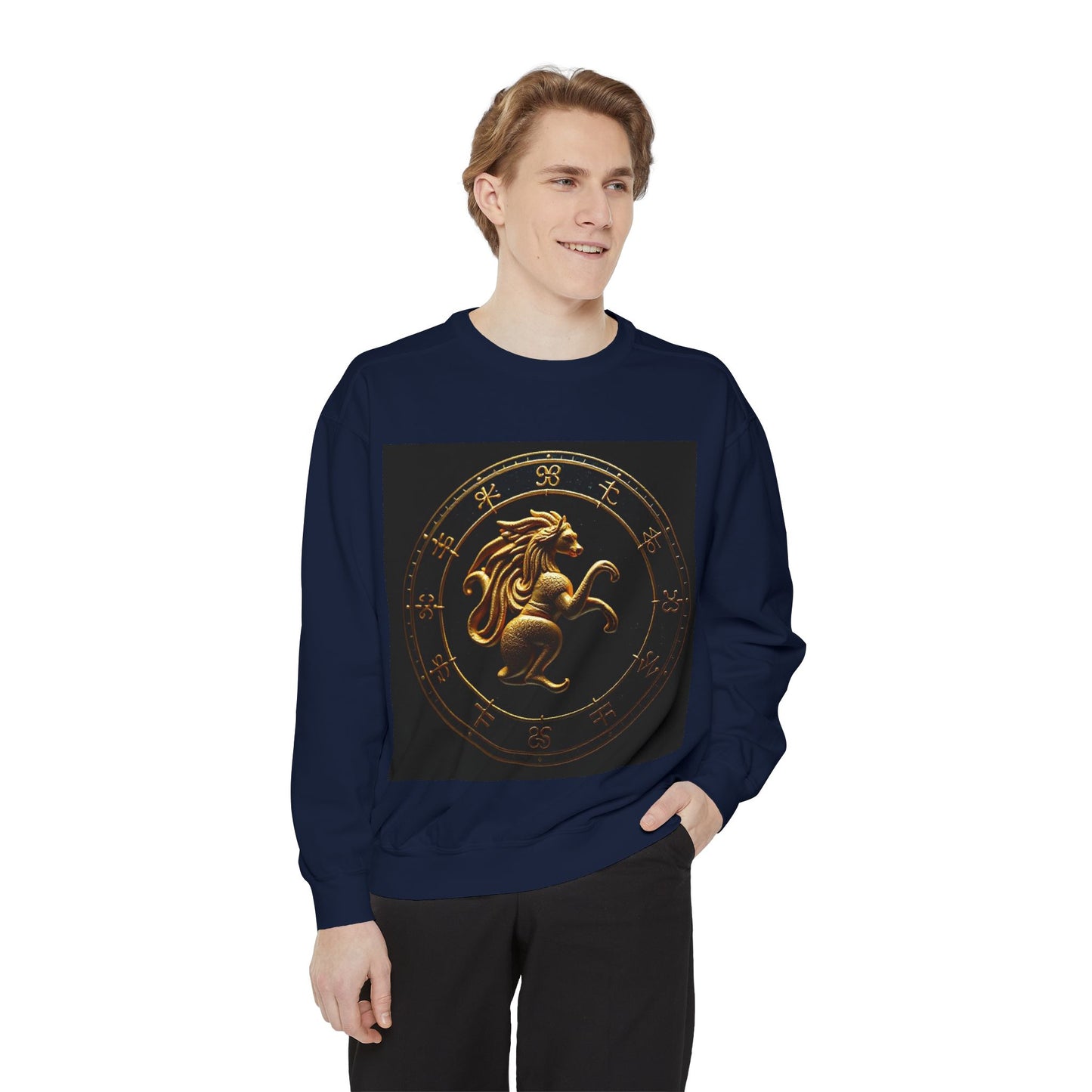 Garment-Dyed Sweatshirt, Unisex, Space Animal Design v1, Virgo