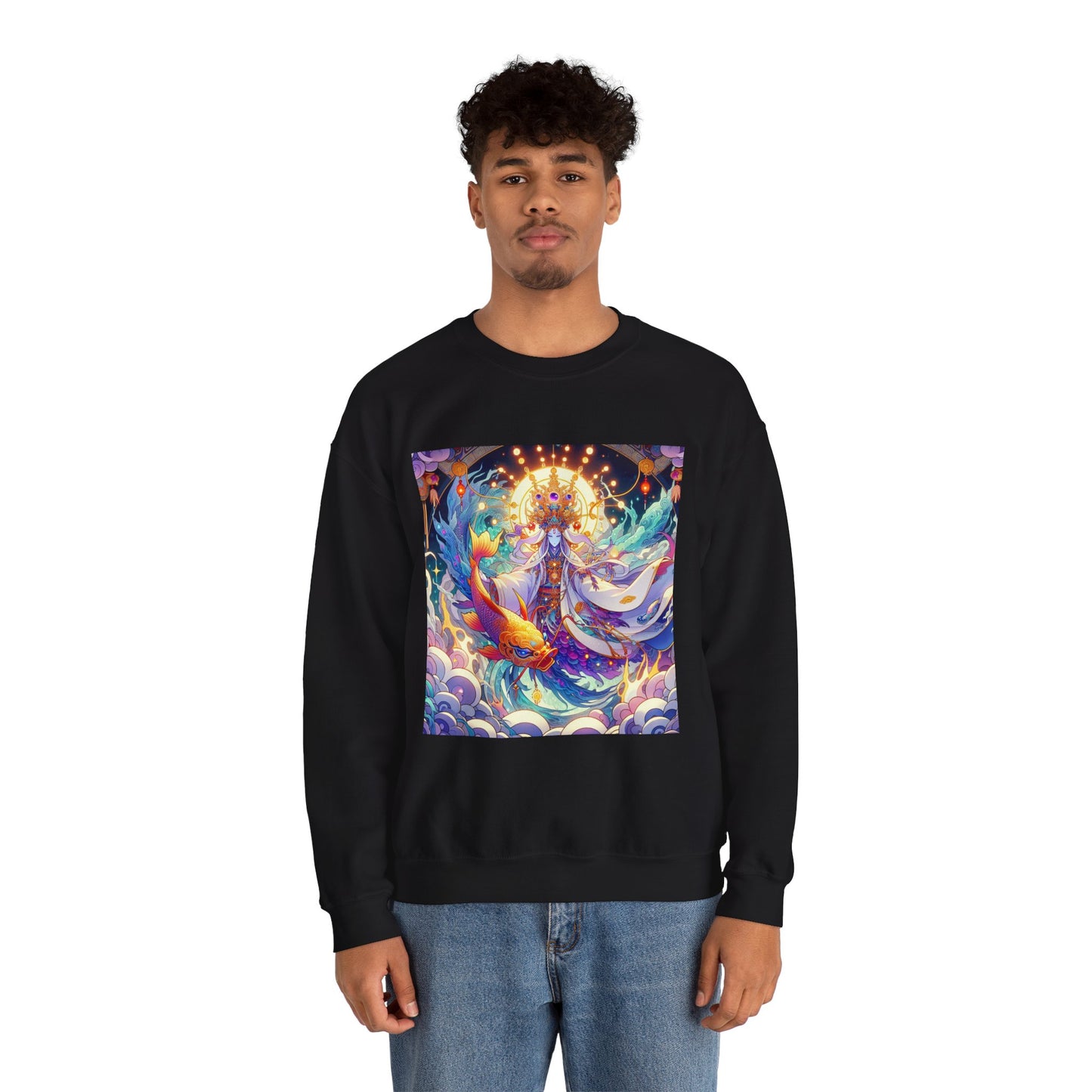 Unisex Heavy Blend™ Crewneck Sweatshirt, Anime Pisces King, Zodiac Design