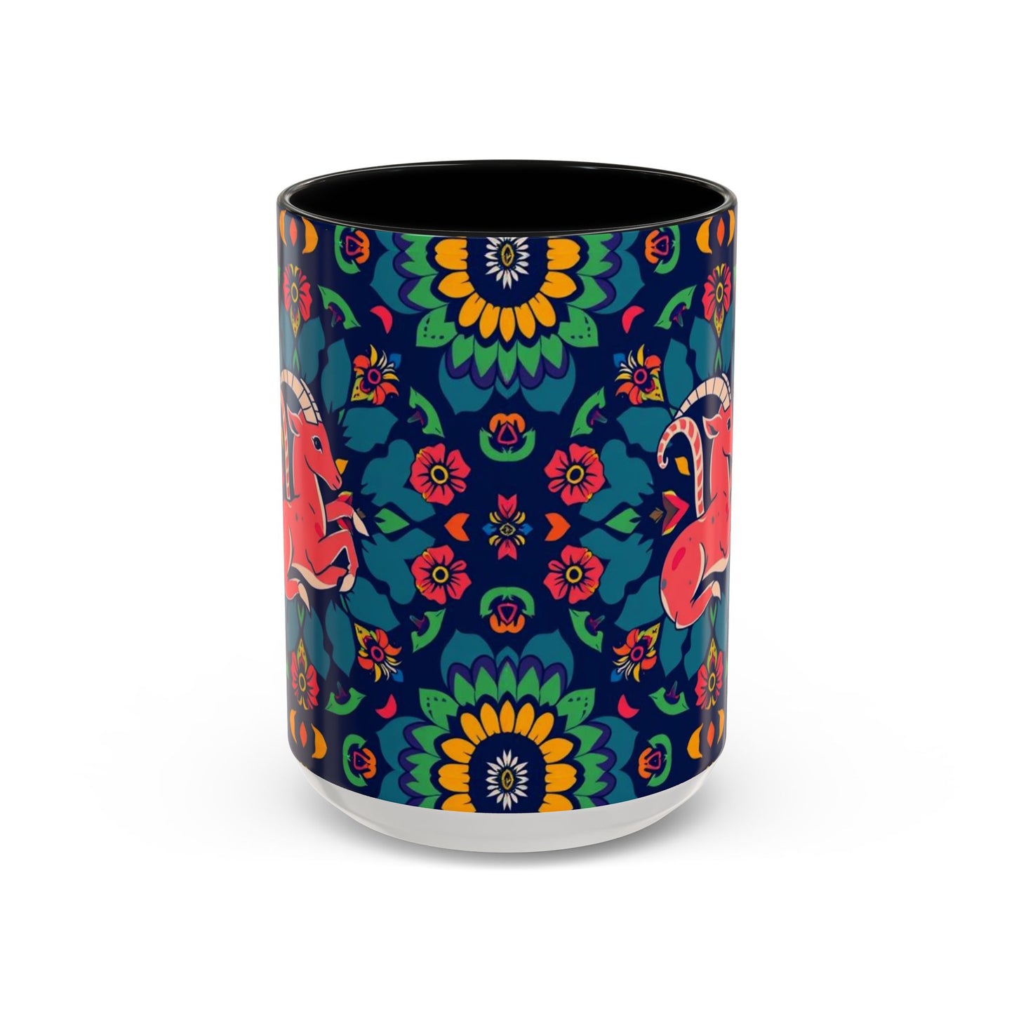 Accent Coffee Mug, Capricorn, Zodiac, Flower Pattern, (11, 15oz)