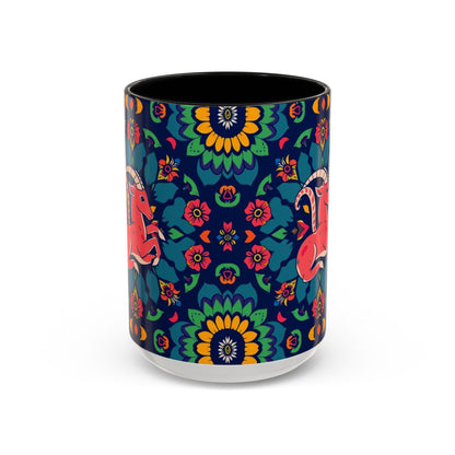 Accent Coffee Mug, Capricorn, Zodiac, Flower Pattern, (11, 15oz)