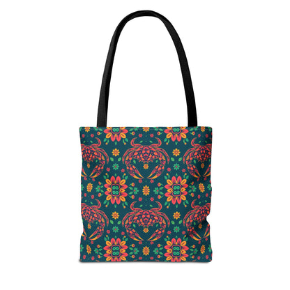 Tote Bag, (AOP), Cancer, Zodiac v1, Flower Pattern