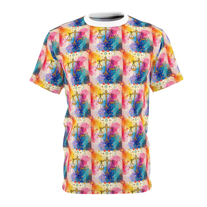 Unisex Cut & Sew T-Shirt, AOP, Libra, Zodiac v1, Pattern