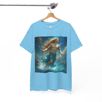 Unisex Heavy Cotton T-Shirt, Aquarius God 4v, Zodiac Design