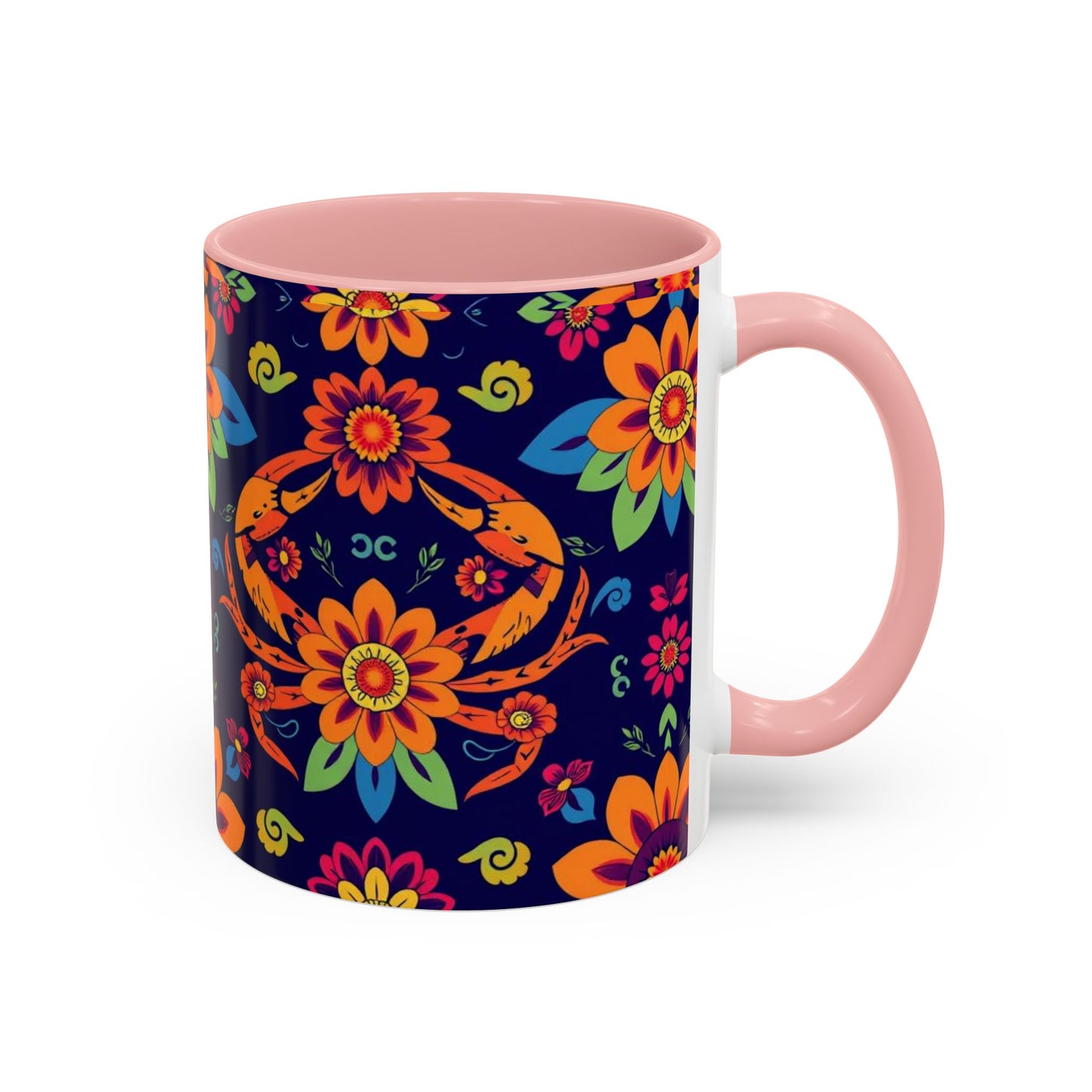Accent Coffee Mug, Cancer, Zodiac, Flower Pattern, (11, 15oz)