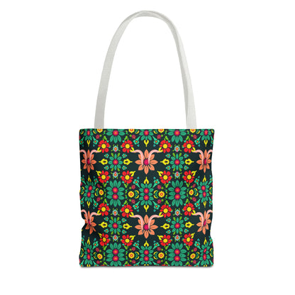 Tote Bag, (AOP), Aquarius, Zodiac v1, Flower Pattern