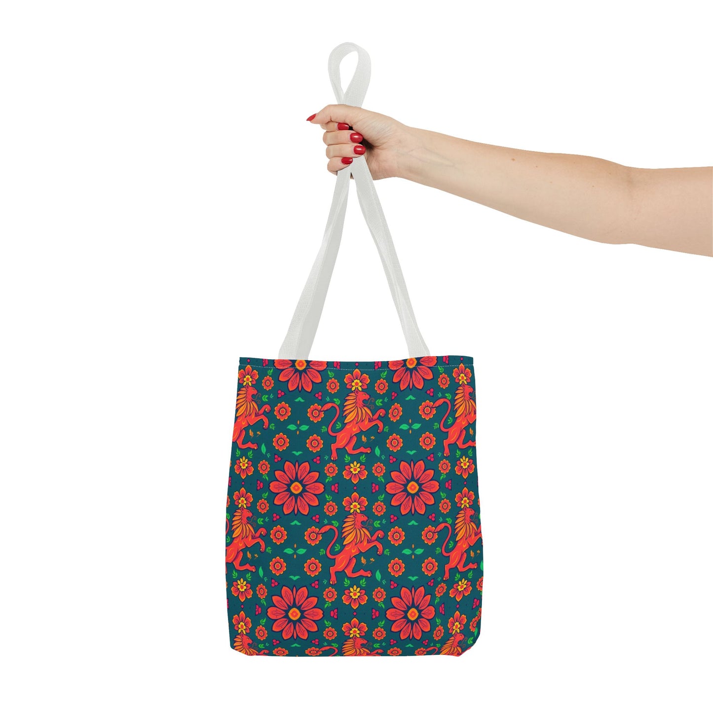 Tote Bag, (AOP), Leo, Zodiac v4, Flower Pattern