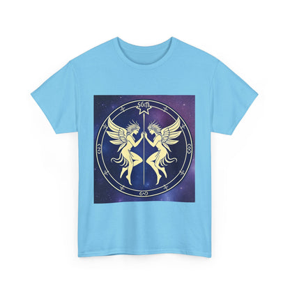 Unisex Heavy Cotton T-Shirt, Space Angel Twins v1, Gemini Zodiac Design