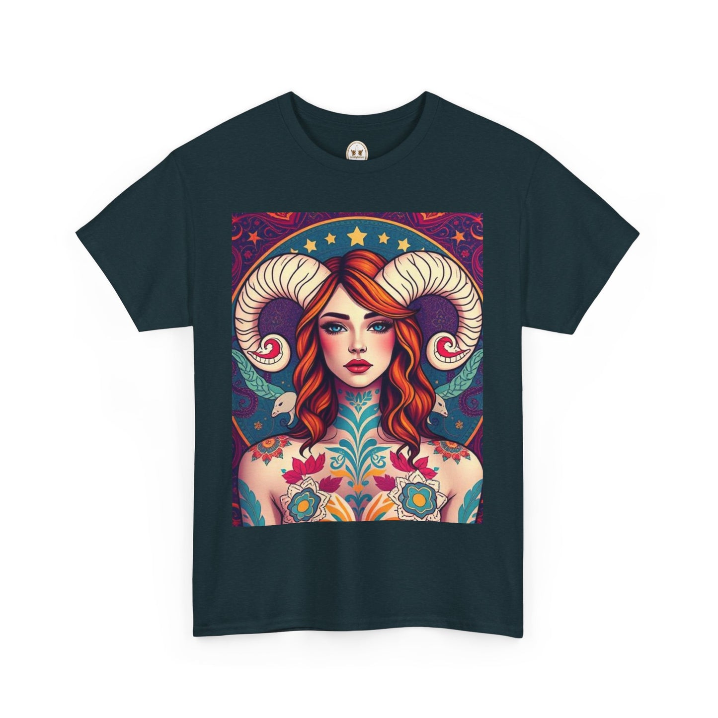 Unisex Heavy Cotton T-Shirt, Aries, Zodiac v1, Sexy Art