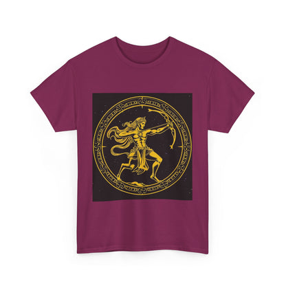 Unisex Heavy Cotton T-Shirt, Mythical Faun/Satyr, Sagittarius Zodiac Design