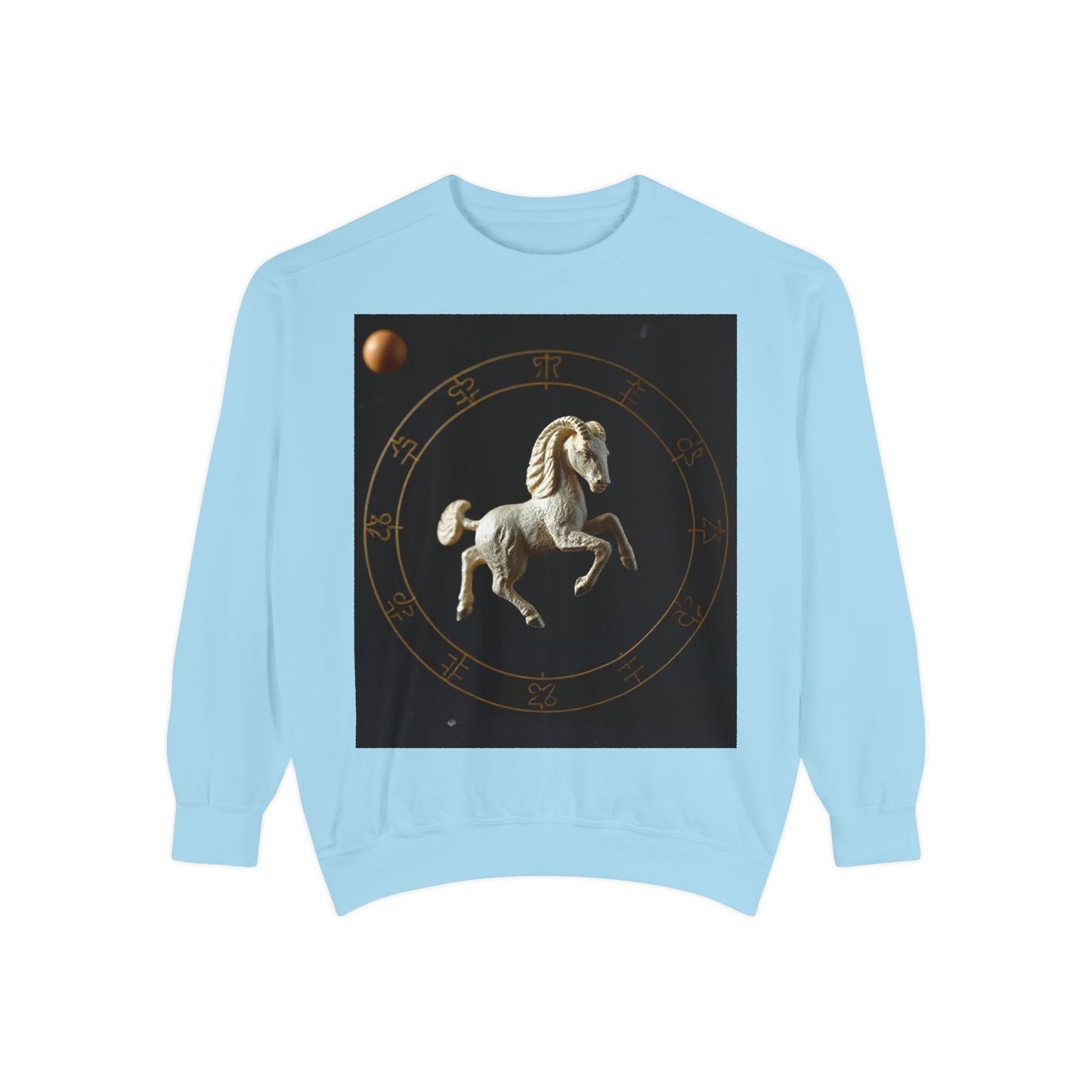 Garment-Dyed Sweatshirt, Unisex, Space Animal Design, Capricorn