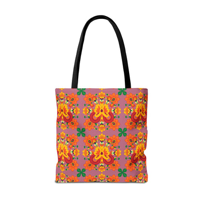 Tote Bag (AOP), Aries, Zodiac v1, Flower Pattern