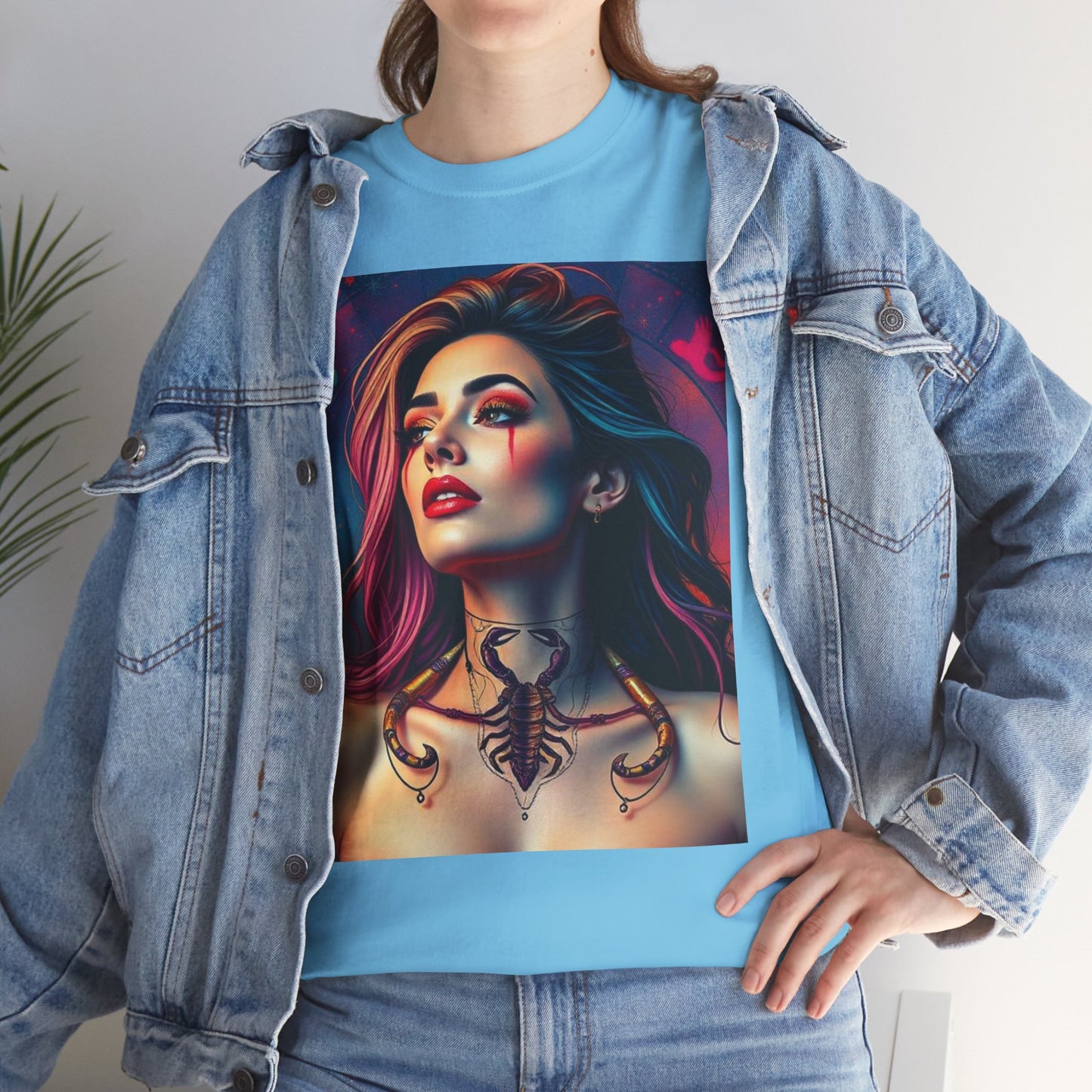 Unisex Heavy Cotton T-Shirt, Scorpio, Zodiac v1, Sexy Art