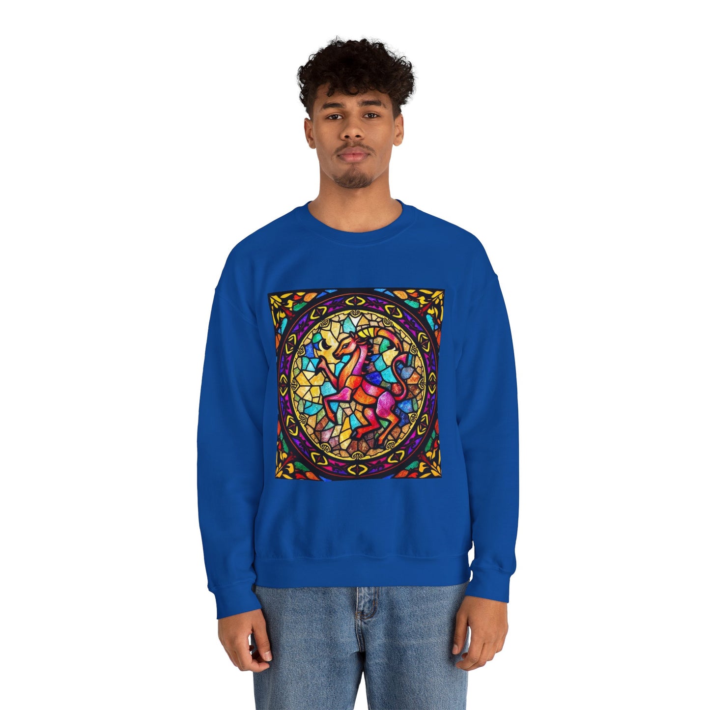 Unisex Heavy Blend™ Crewneck Sweatshirt, Glass, Aries Zodiac Design