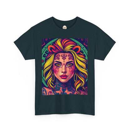 Unisex Heavy Cotton T-Shirt, Leo, Zodiac v1, Sexy Art