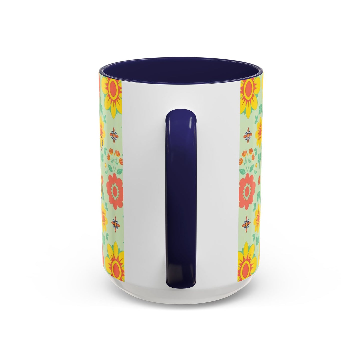 Accent Coffee Mug, Leo, Zodiac v2, Flower Pattern, (11, 15oz)