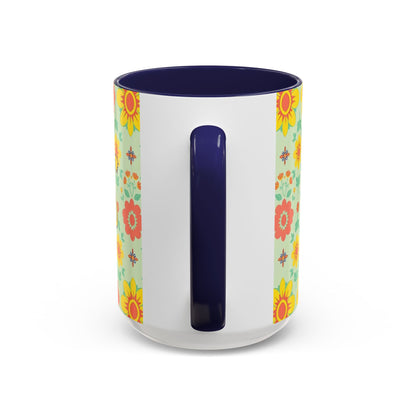 Accent Coffee Mug, Leo, Zodiac v2, Flower Pattern, (11, 15oz)