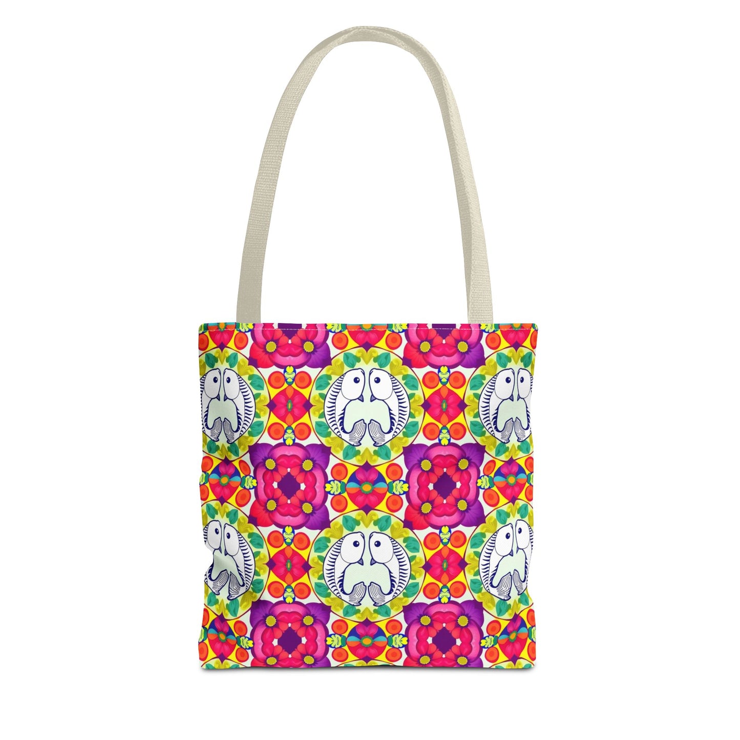 Tote Bag, (AOP), Pisces, Zodiac v4, Flower Pattern