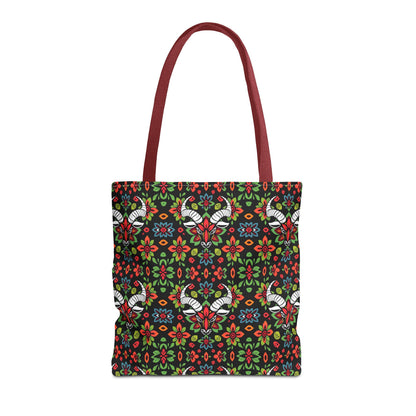 Tote Bag (AOP), Taurus, Zodiac v1, Flower Pattern