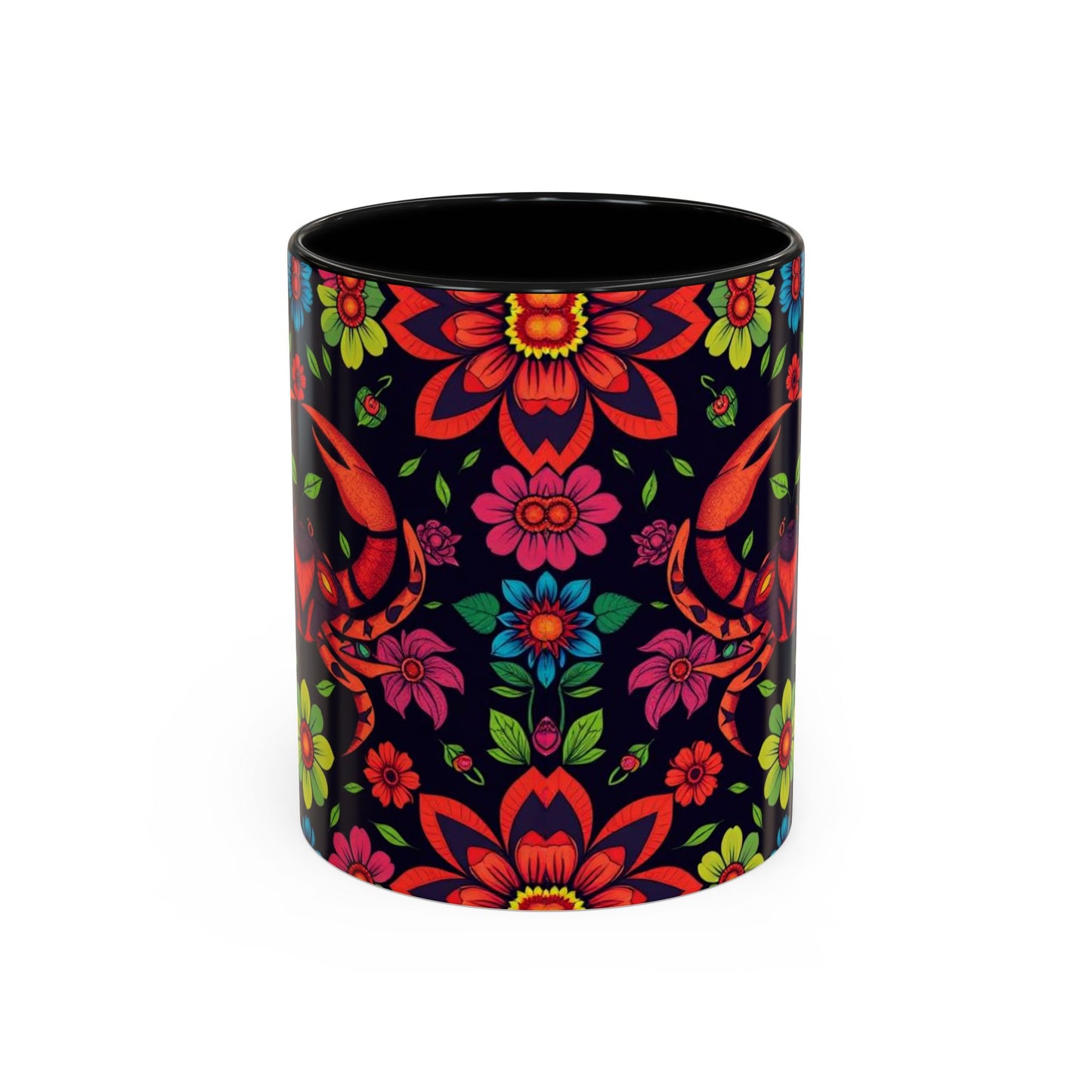 Accent Coffee Mug, Cancer, Zodiac v4, Flower Pattern, (11, 15oz)