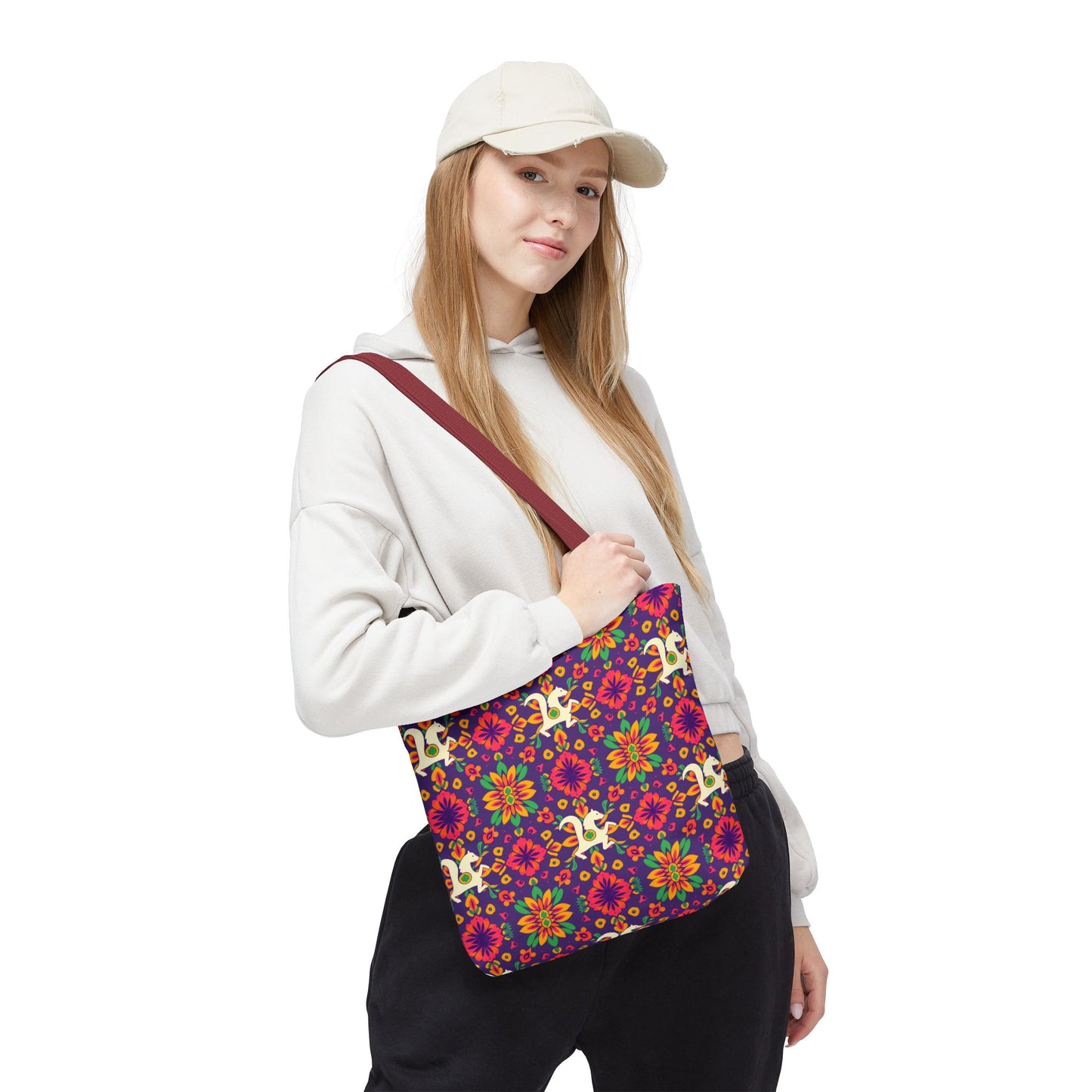 Tote Bag (AOP), Aquarius, Zodiac v2, Flower Pattern