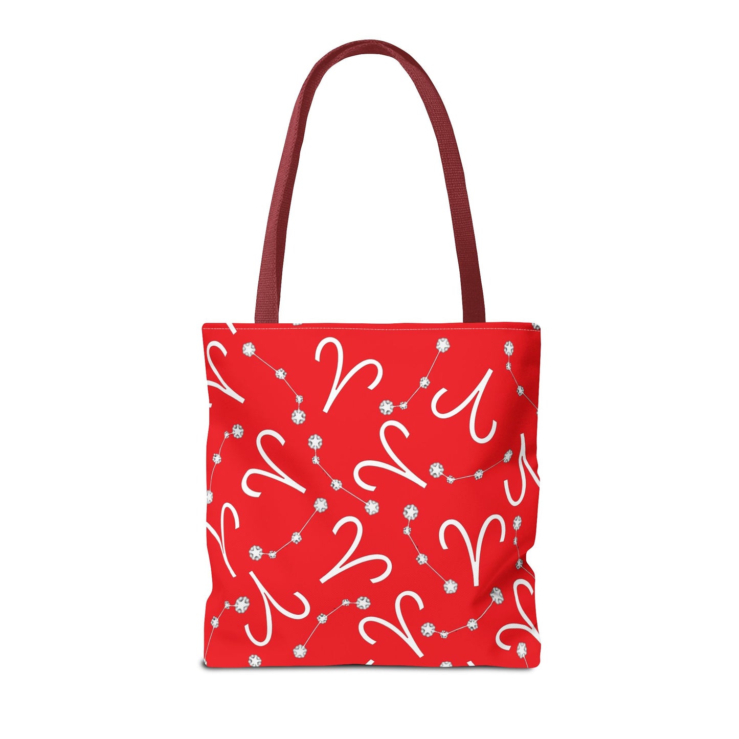 Tote Bag, Aries Zodiac Sign, AOP, (Red, White)