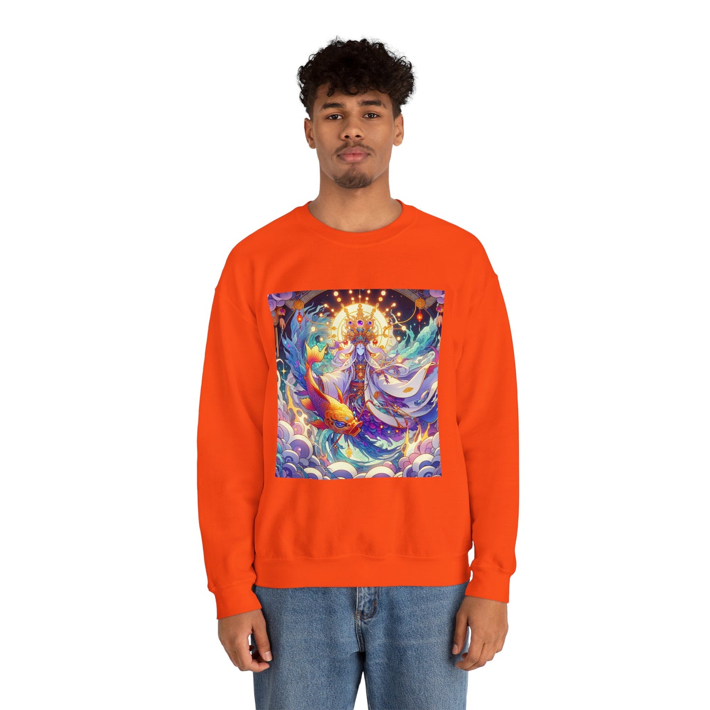 Unisex Heavy Blend™ Crewneck Sweatshirt, Anime Pisces King, Zodiac Design