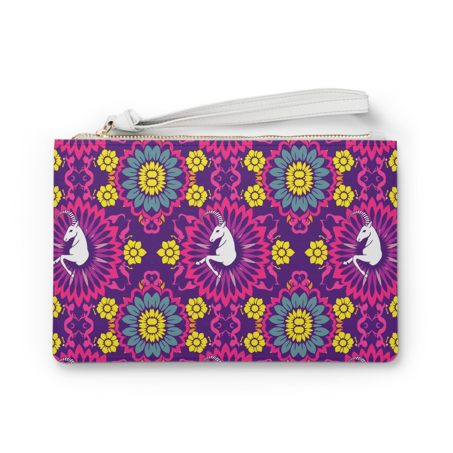 Clutch Bag, Capricorn, Zodiac v3, Flower Pattern