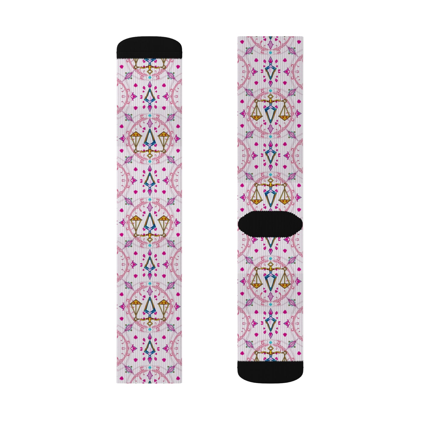 Sublimation Socks, Libra, Zodiac, Jewel Pattern