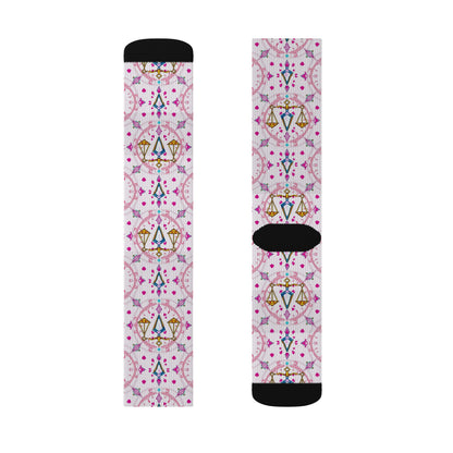 Sublimation Socks, Libra, Zodiac, Jewel Pattern