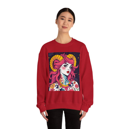 Unisex Heavy Blend™ Crewneck Sweatshirt, Aries, Zodiac, Sexy Pattern