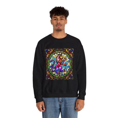 Unisex Heavy Blend™ Crewneck Sweatshirt, Glass, Leo Zodiac Design