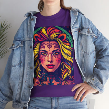 Unisex Heavy Cotton T-Shirt, Leo, Zodiac v1, Sexy Art