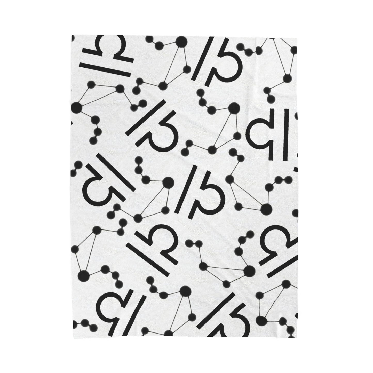 Velveteen Plush Blanket, Libra Zodiac Sign, Constellation & Symbol, White, 100% polyester