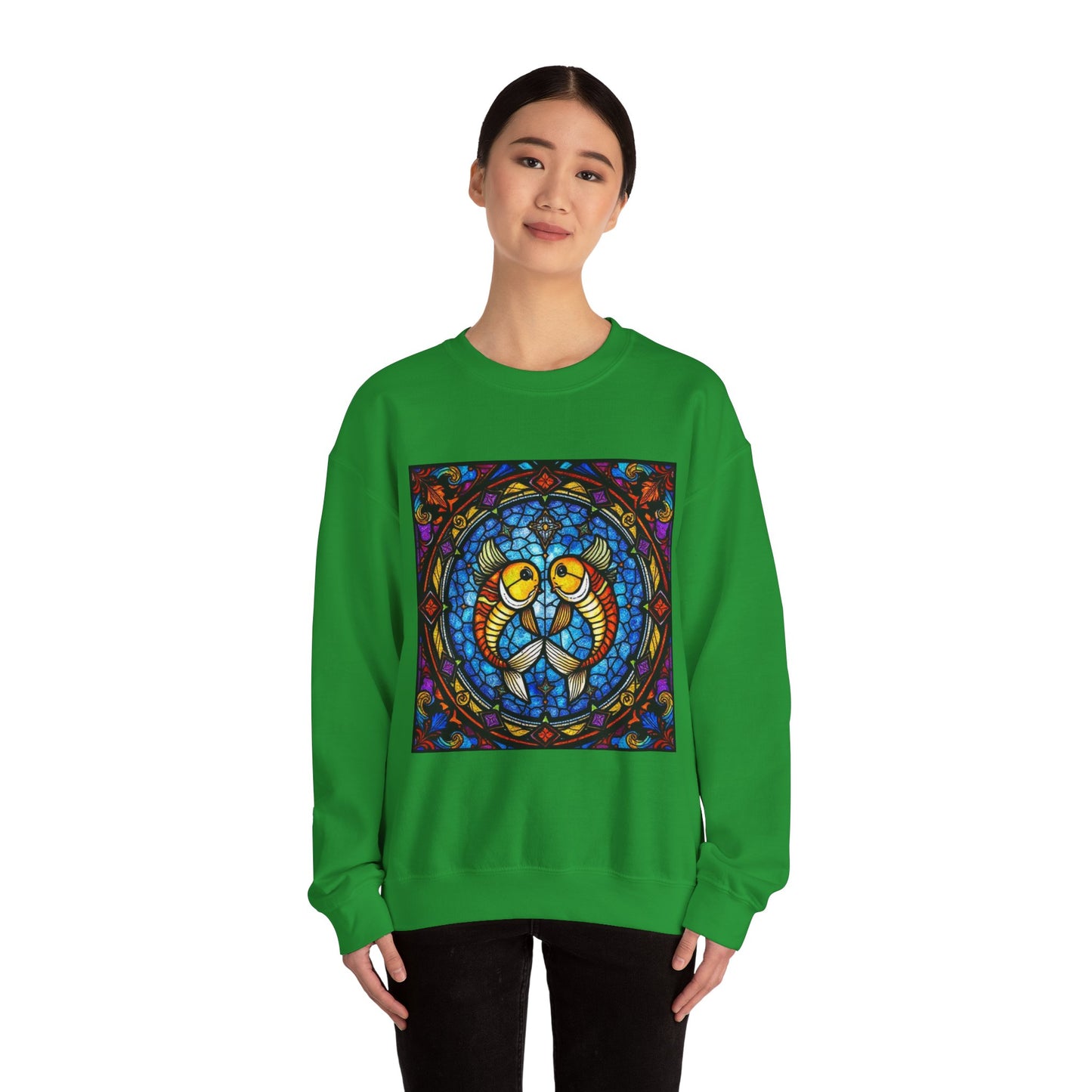 Unisex Heavy Blend™ Crewneck Sweatshirt, Glass 1, Pisces Zodiac Design