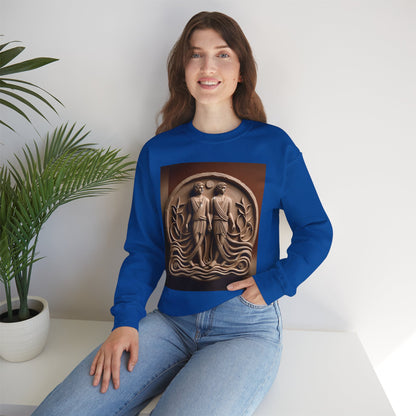 Unisex Heavy Blend™ Crewneck Sweatshirt, Stone Twins, Gemini Zodiac Design