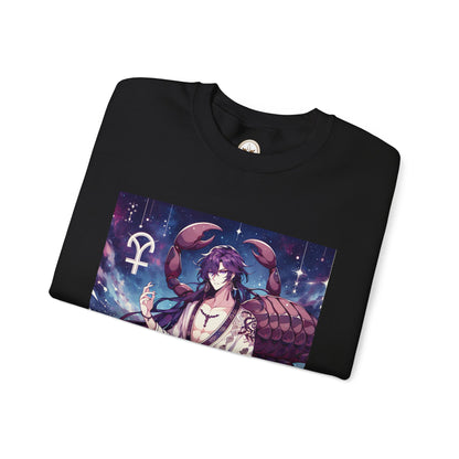 Unisex Heavy Blend™ Crewneck Sweatshirt, Scorpio Zodiac Design, purple scorpion anime