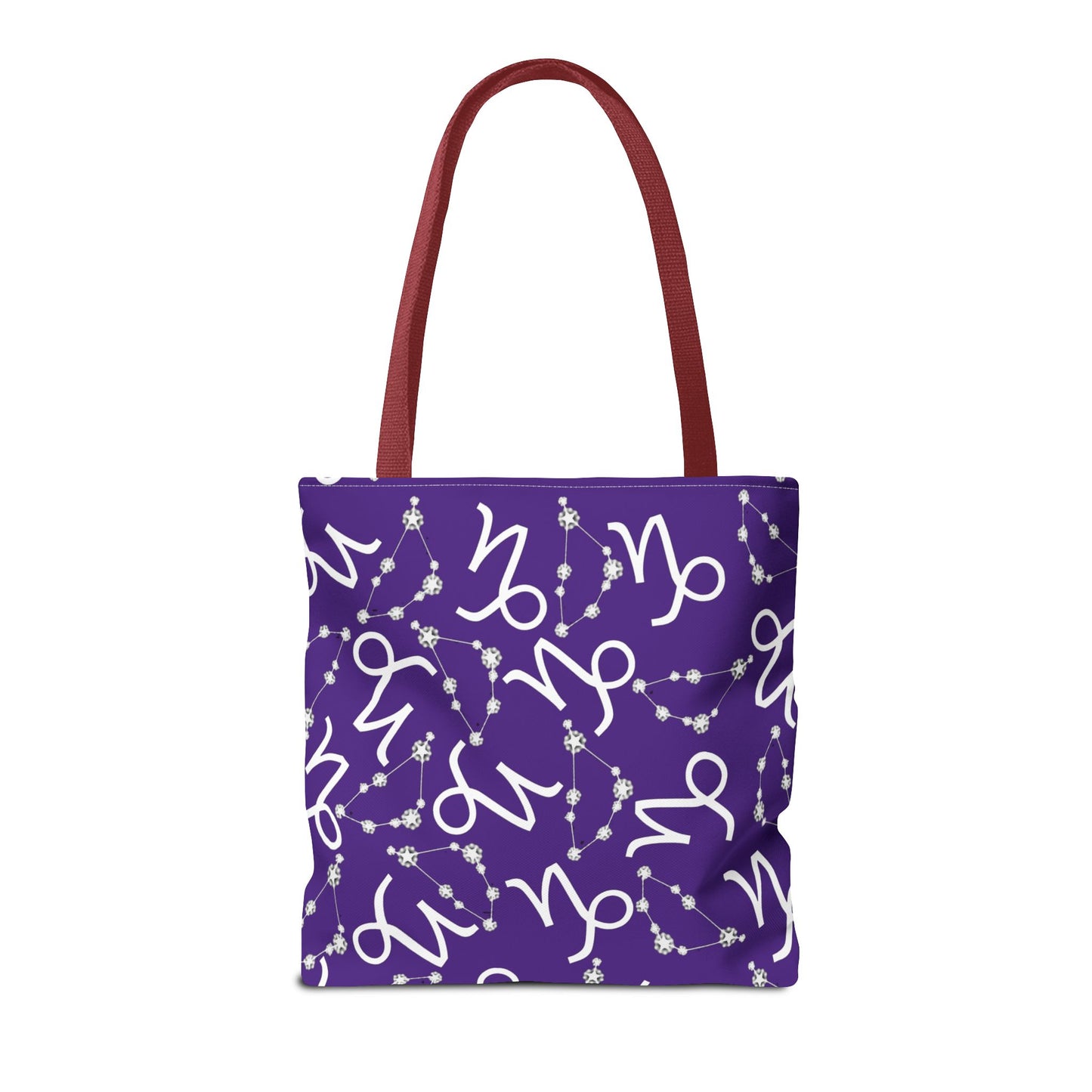 Tote Bag, Capricorn Zodiac Sign, AOP, (Purple, White)
