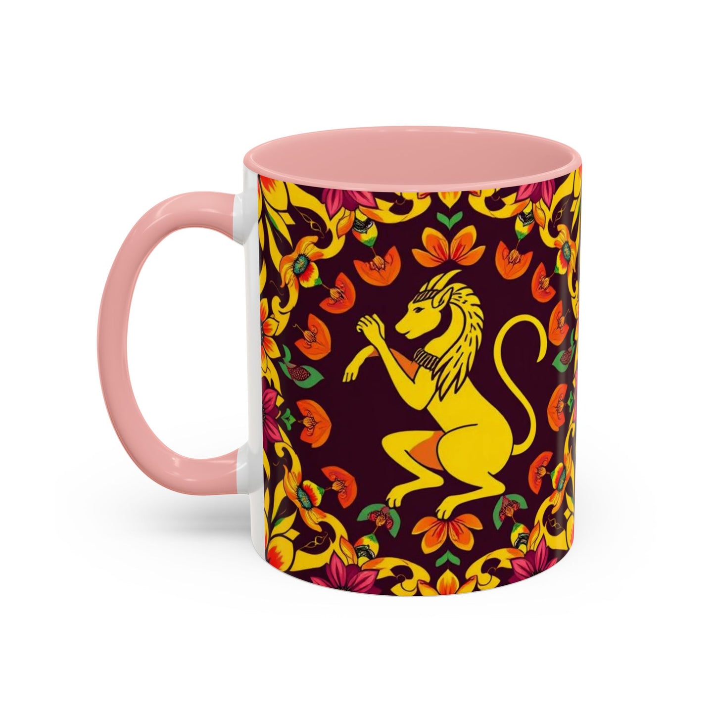 Accent Coffee Mug, Virgo, Zodiac v1. Flower Pattern, (11, 15oz)