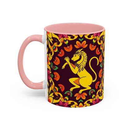 Accent Coffee Mug, Virgo, Zodiac v1. Flower Pattern, (11, 15oz)