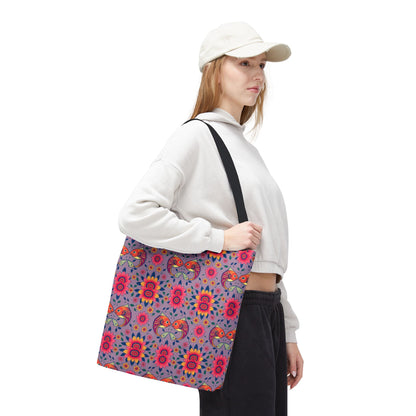 Tote Bag (AOP), Pisces, Zodiac v2, Flower Pattern