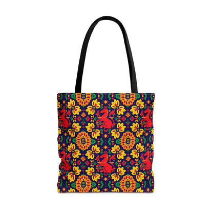 Tote Bag, (AOP), Virgo, Zodiac v4, Flower Pattern