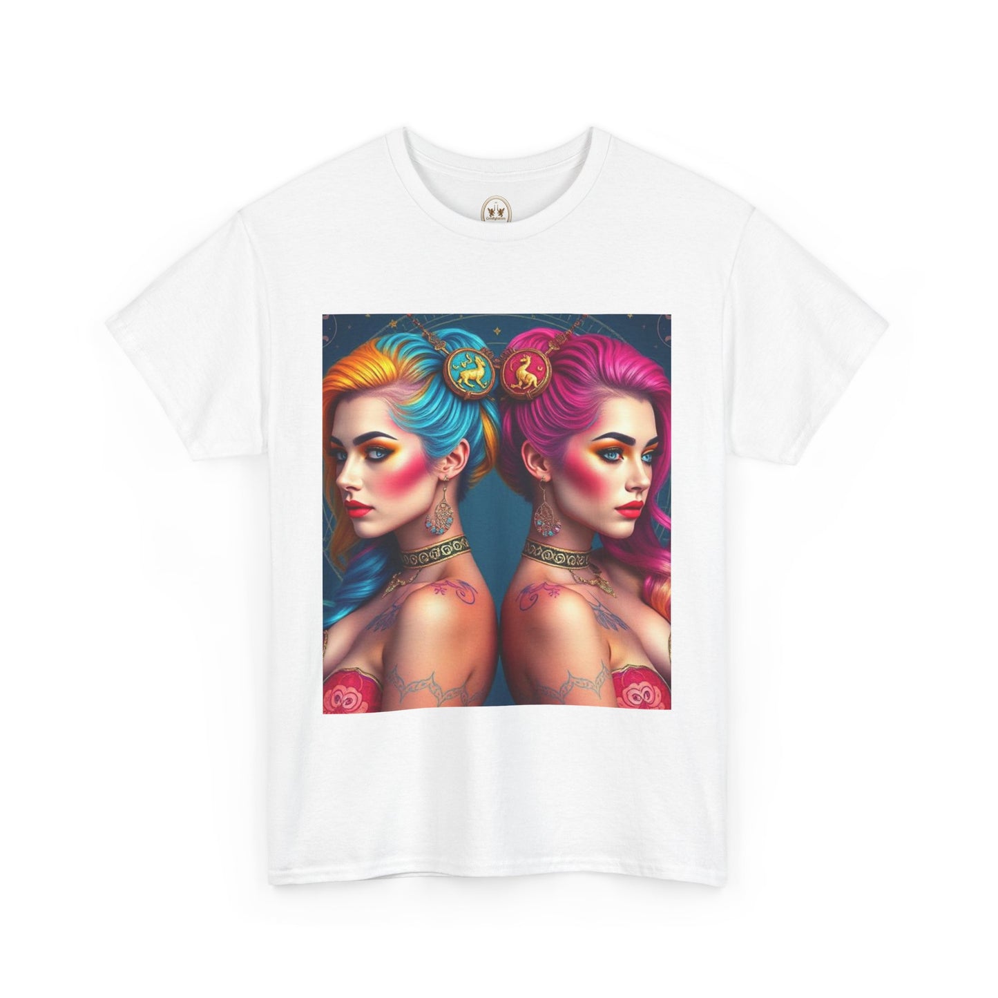 Unisex Heavy Cotton T-Shirt, Gemini, Zodiac v2, Sexy Art