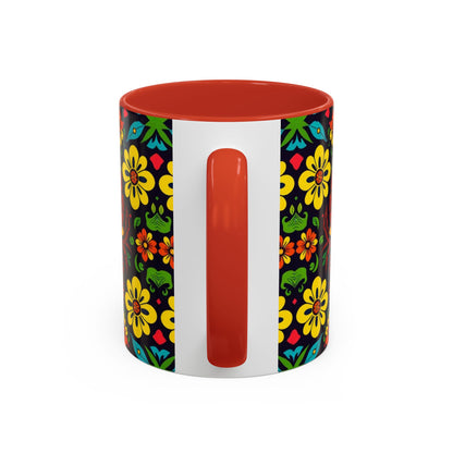Accent Coffee Mug, Cancer, Zodiac v2, Flower Pattern, (11, 15oz)