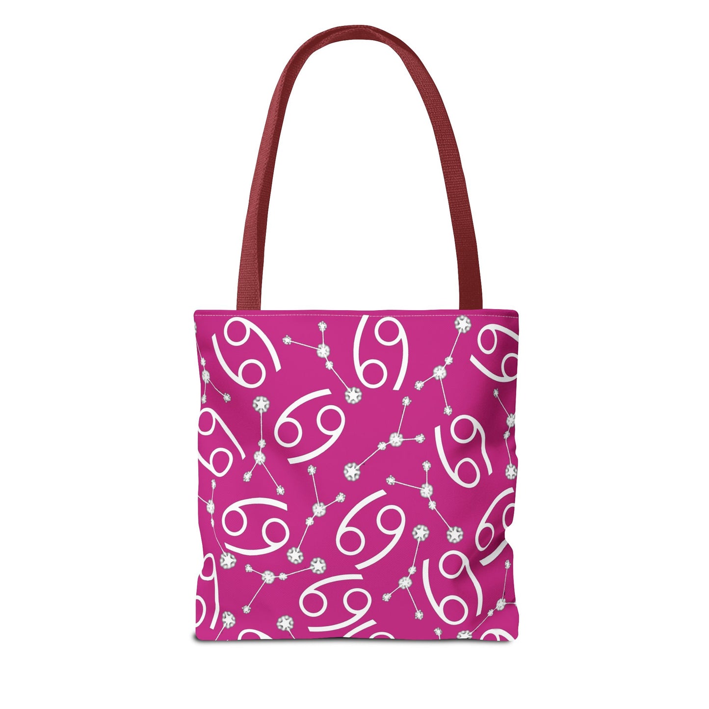 Tote Bag, Cancer Zodiac Sign, AOP, (Pink, White)