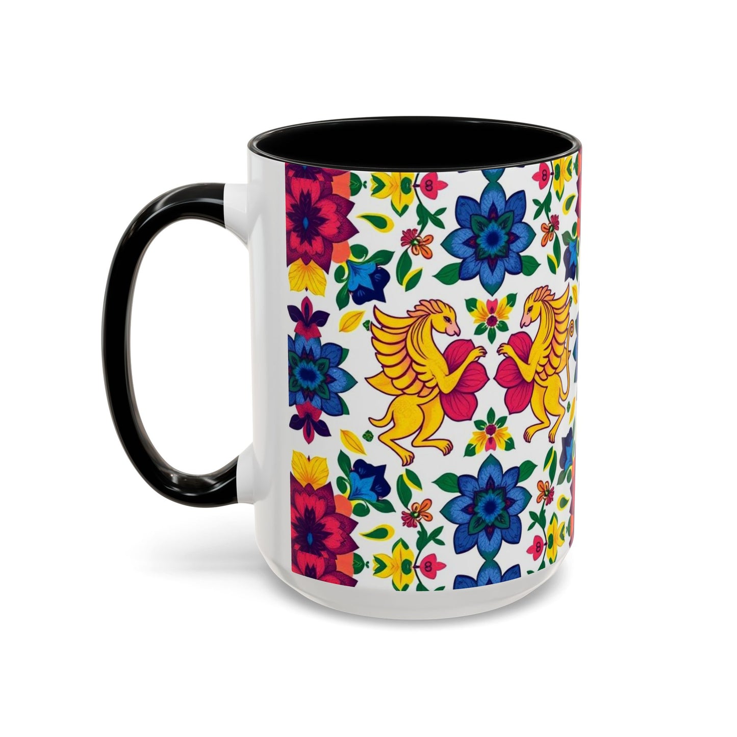 Accent Coffee Mug, Gemini, Zodiac, Flower Pattern, (11, 15oz)