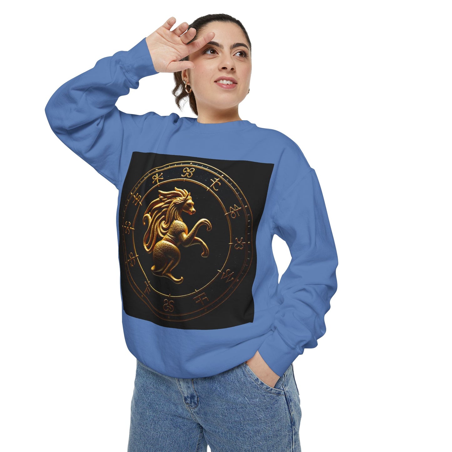Garment-Dyed Sweatshirt, Unisex, Space Animal Design v1, Virgo