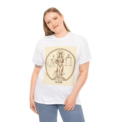 Unisex Heavy Cotton T-Shirt, Libra Goddess v1, Zodiac Design