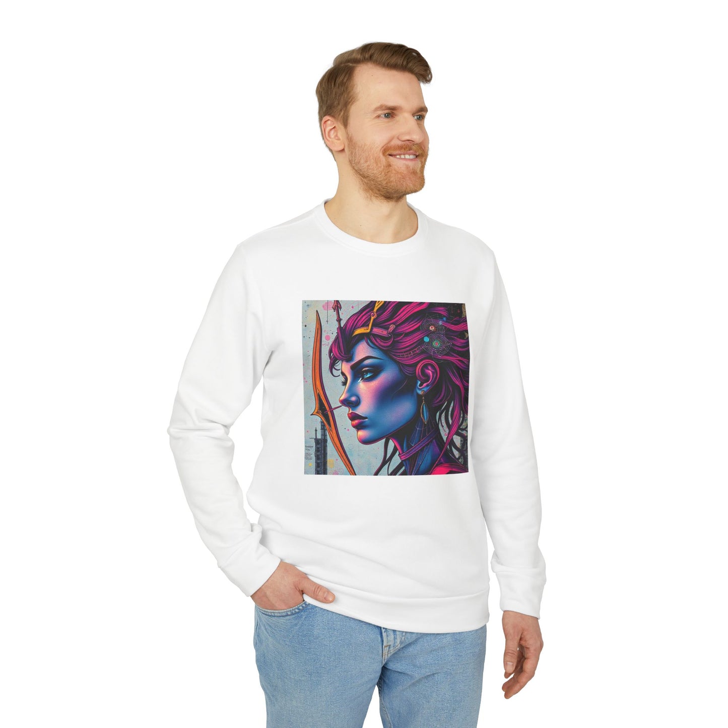 Adidas, Unisex Fleece Crewneck Sweatshirt, Sagittarius, Pop Art v1, Zodiac
