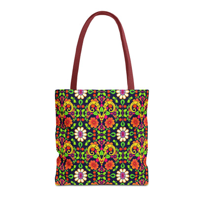 Tote Bag (AOP), Aries, Zodiac, Flower Pattern